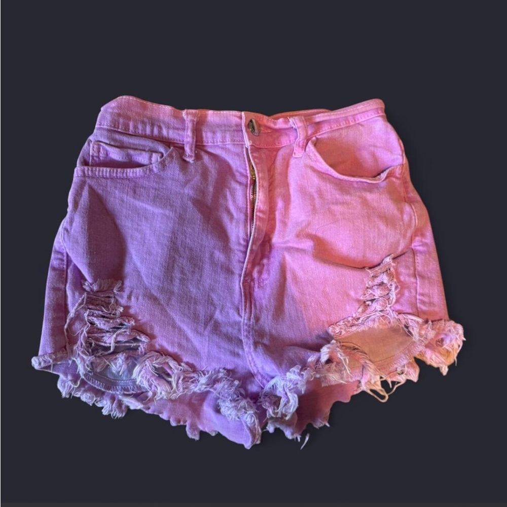 Fashion Nova Purple Distressed Jean Shorts